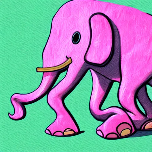Prompt: a pink elephant dreaming digitally