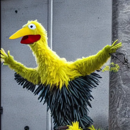 Image similar to big bird loses his mind