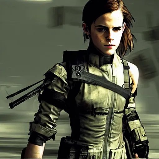 Image similar to emma watson wearing metal gear armor dramatic lighting cinematic cinematic lighting art by Richard Schmid by Yoji Shinkawa by greg rutkowski