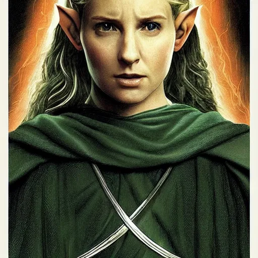 Image similar to a still from “ lord of the rings ” of a head and shoulders portrait of a female elf wizard, comic book cover photo by phil noto