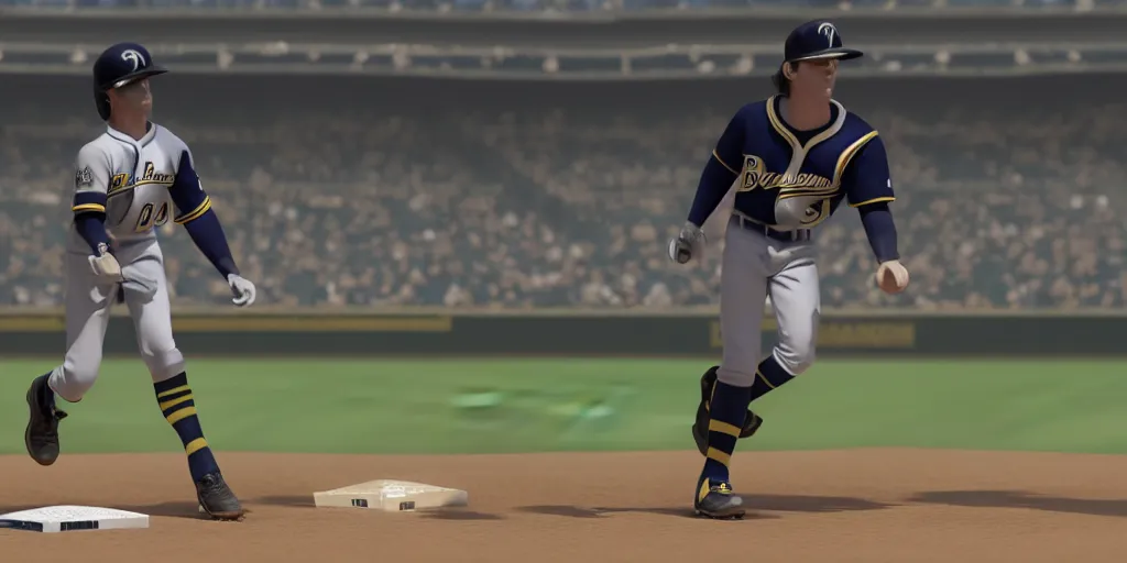 Prompt: Sauron playing 1st base in an MLB game, Milwaukee Brewers, cgsociety, artstation, cinematic