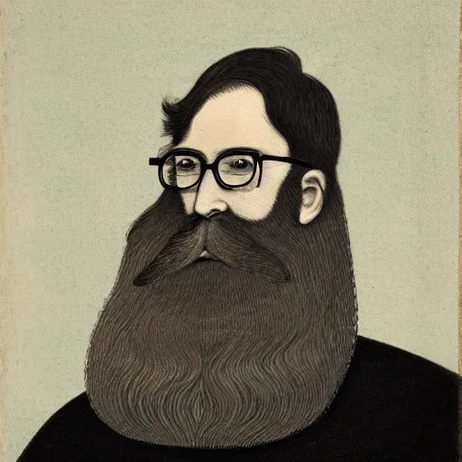 Prompt: portrait of a man with a long beard and glasses