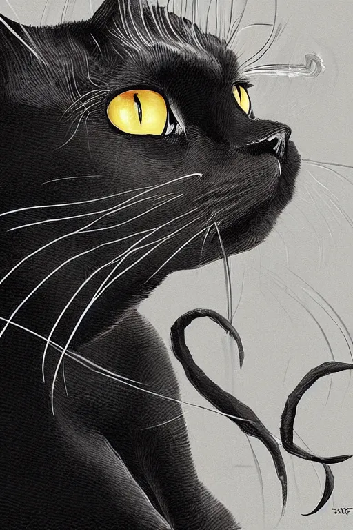 Image similar to black cat smoking by Android Jones