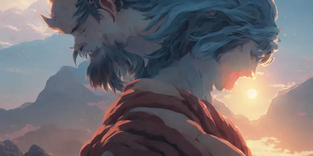 Image similar to ultra realistic, greek gods, mountain, colors, 8 k, hd, details, fantasy, epic, ancient city, landscape illustration concept art anime key visual trending pixiv fanbox by wlop and greg rutkowski and makoto shinkai and studio ghibli and kyoto animation symmetrical facial features