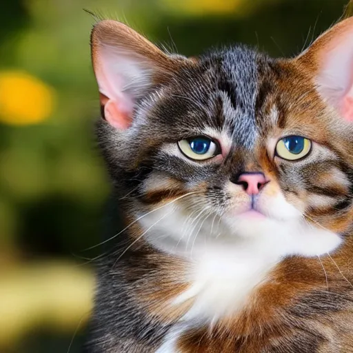 Image similar to beautiful cat with a mullet hairdo, 8 k, movie still