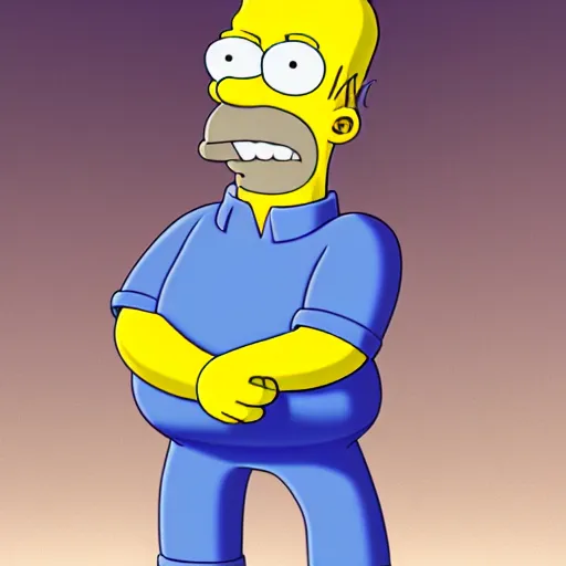 Image similar to A high res octane blender render photograph of Homer Simpson.