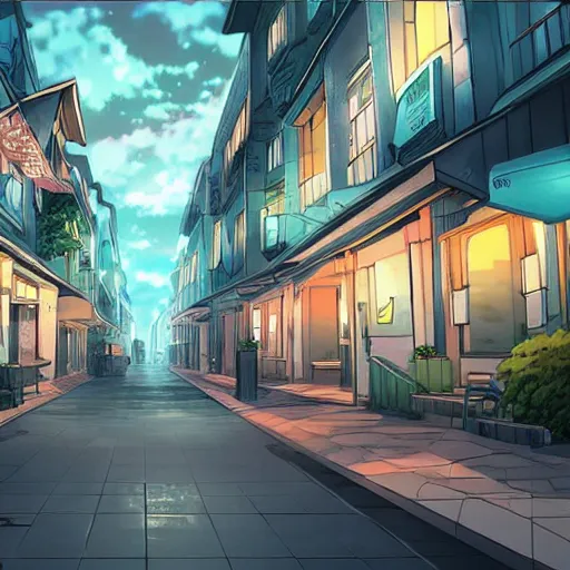 Image similar to key anime visual of a costal florida town at midnight, dark outside, modern anime style, official anime still