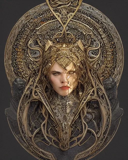 Image similar to close up shot of an amulet, d & d, fantasy, intricate, elegant, highly detailed, digital painting, artstation, concept art, smooth, sharp focus, illustration, art by artgerm and greg rutkowski and alphonse mucha