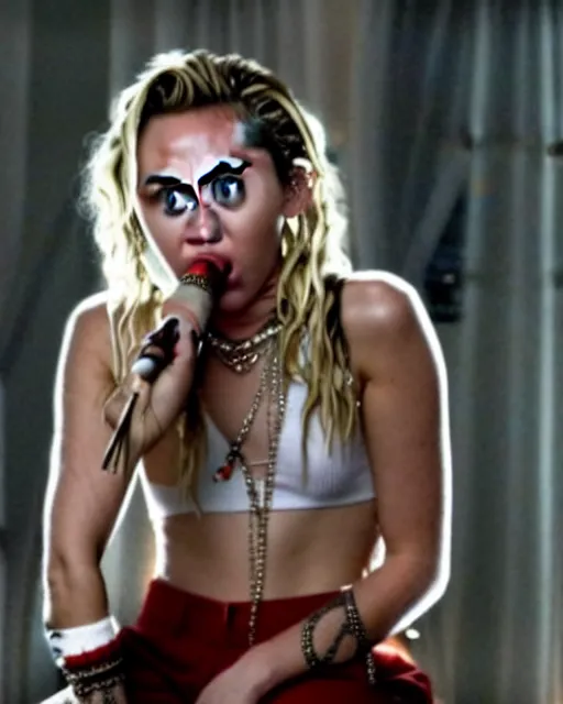 Prompt: film still of miley cyrus in a movie directed by martin scorsese