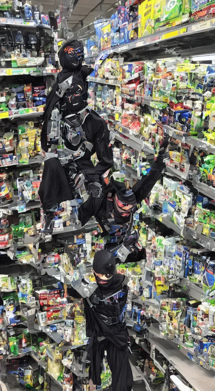 Image similar to cyborg ninja in walmart