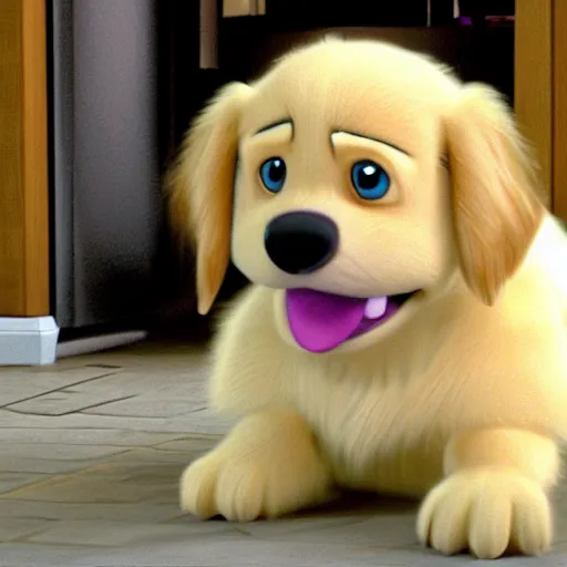 Image similar to Golden retriever dog from Pixar Monsters Inc movie