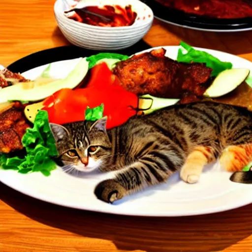 Image similar to cat - kebap - hybrid, animal photography, food photography, delivery service