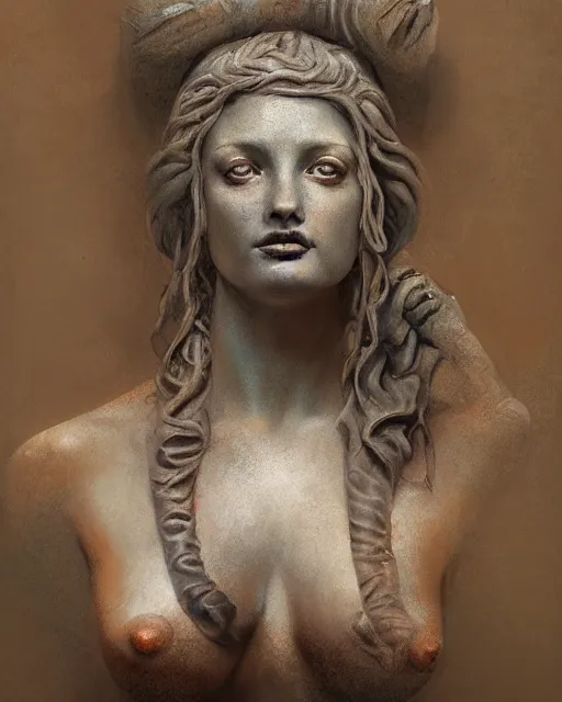 Prompt: portrait beautiful real woman as the venus de milo hyper realistic face, beautiful eyes, fantasy art, in the style of greg rutkowski, intricate, hyper detailed, smooth