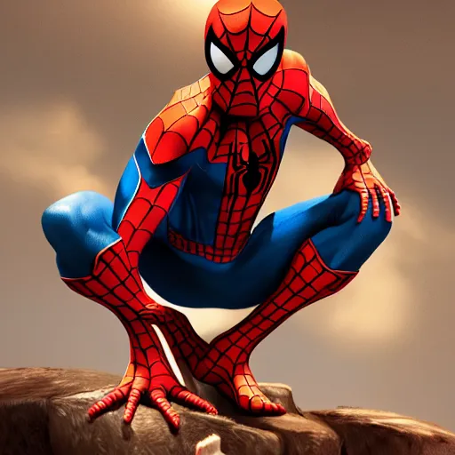 Image similar to spider - man sit on the raccoon and eating donuts, concept art, trending on artstation, highly detailed, intricate, sharp focus, digital art, 8 k