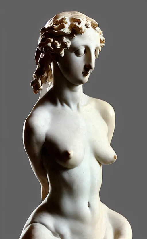 Image similar to “ a elegant female figure sculpture by bernini and french sculpture in 1 9 th century ”