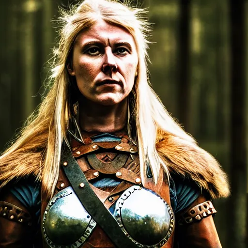 Prompt: photo of a real-life shield maiden