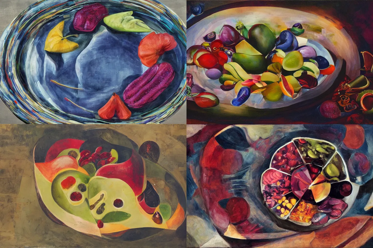 Prompt: strange alien fruit platter, futurism