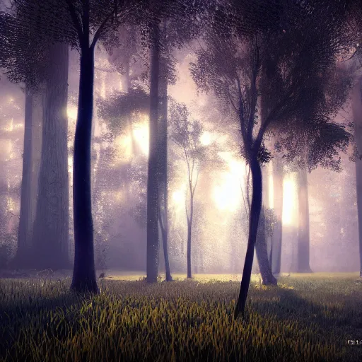 Prompt: A young heavenly and peaceful forest, beautiful lighting,digital art , highly detailed , high contrast, beautiful lighting, award winning , trending on art station, 8k, photorealistic,unreal engine 5
