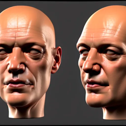 Prompt: human head uv unwrapped, basecolor, uv map, albedo texture, diffuse - map, pbr rendering, texture channels
