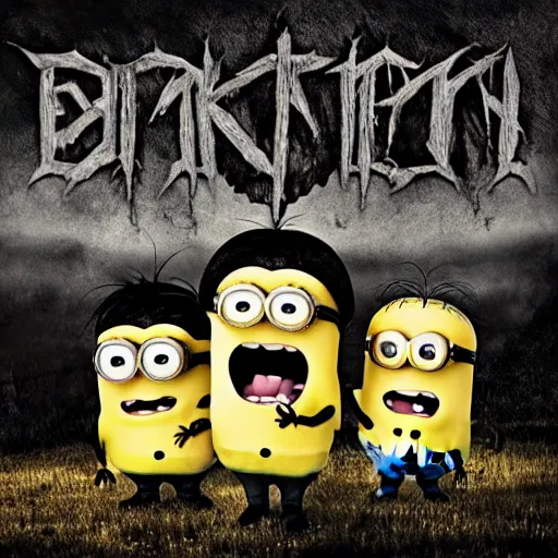 Image similar to darkthrone album cover with minions