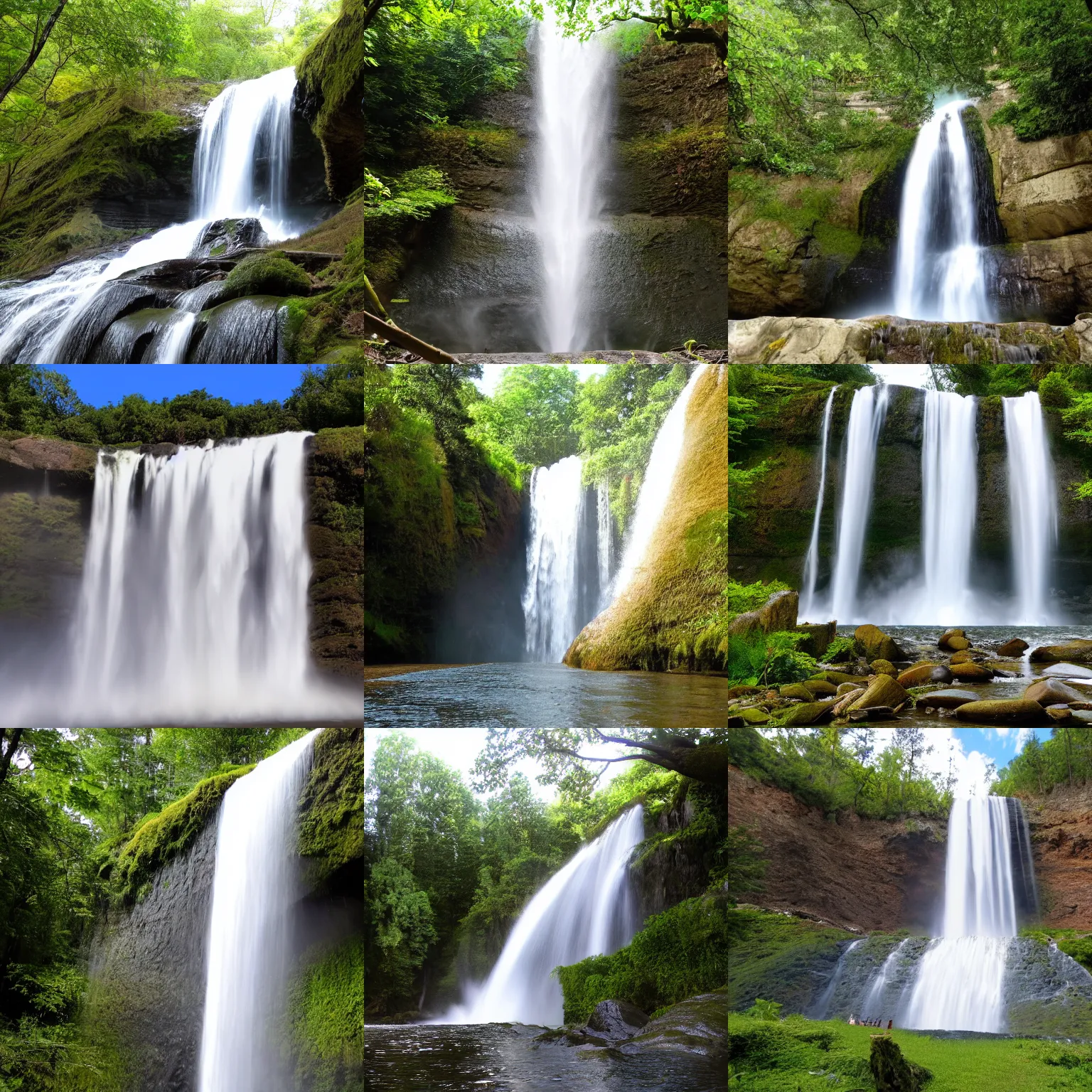 Prompt: very wide waterfall ranging all left to right of the screen