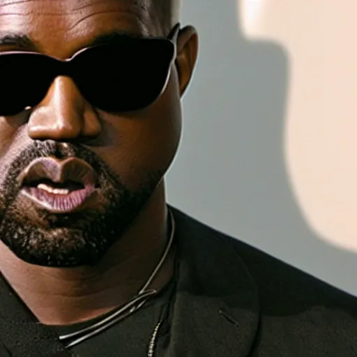 Image similar to film still of kanye west as morpheus in the matrix