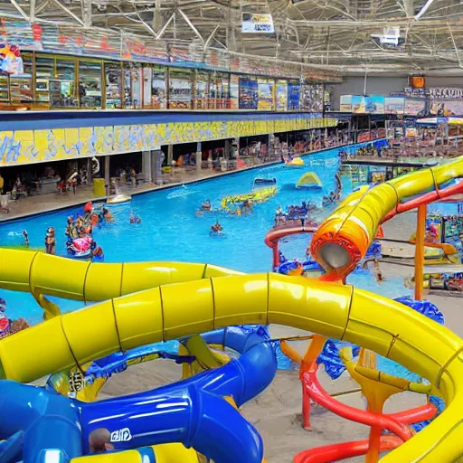 Image similar to waterpark inside a walmart superstore