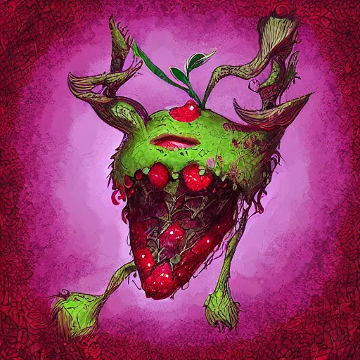 Image similar to strawberry goblin intricate digital painting