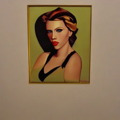 Image similar to painting of Scarlett Johansson in the style of Tamara de Lempicka