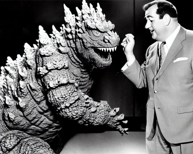 Image similar to Abbott and Costello meet Godzilla