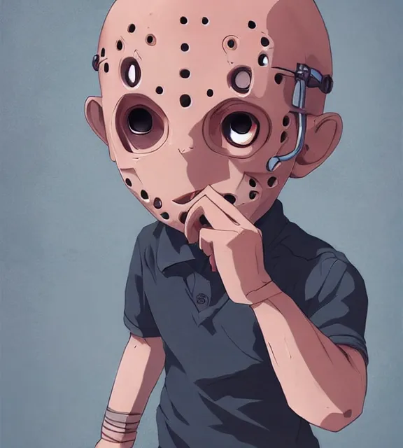 Prompt: cute little boy anime character inspired by jason voorhees art by rossdraws, wlop, ilya kuvshinov, artgem lau, sakimichan and makoto shinkai, anatomically correct, extremely coherent, highly detailed, sharp focus, slasher movies, smooth, red lighting, very realistic, symmetrical, hair