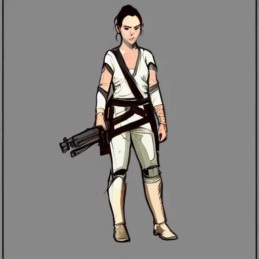 Image similar to ryan church concept art sketch star wars rey character reference sheet