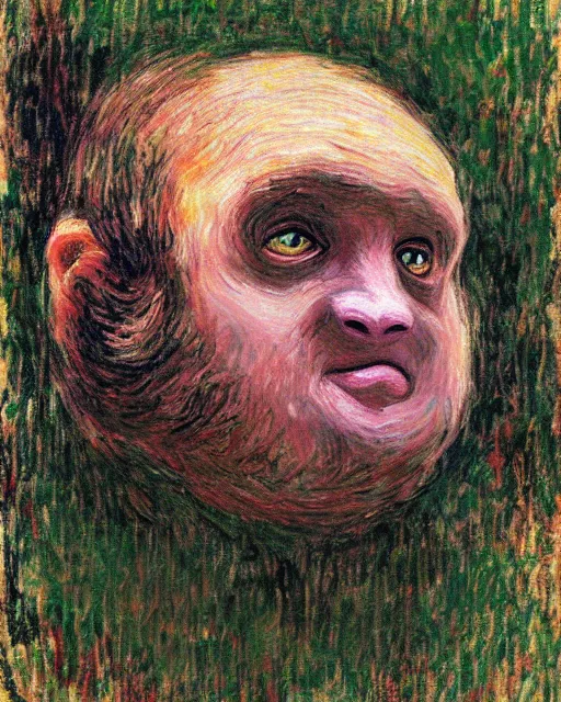 Image similar to Sloth from the Goonies in the style of Claude Monet