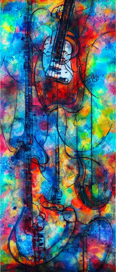 Image similar to abstract art depicting the feelings music gives, mixed media painting