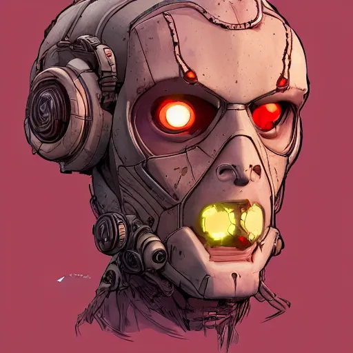 Image similar to a study of cell shaded portrait of james cameron cyborg as borderlands 3 concept art, llustration, post grung, concept art by josan gonzales and wlop, by james jean, victo ngai, david rubin, mike mignola, laurie greasley, highly detailed, sharp focus, alien, trending on artstation, hq, deviantart, art by artgem