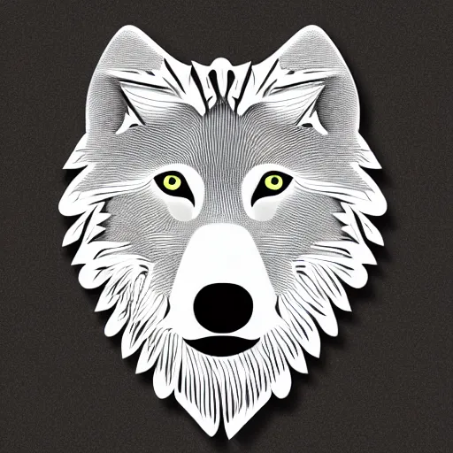 Prompt: laser cut animal vector image of a wolf