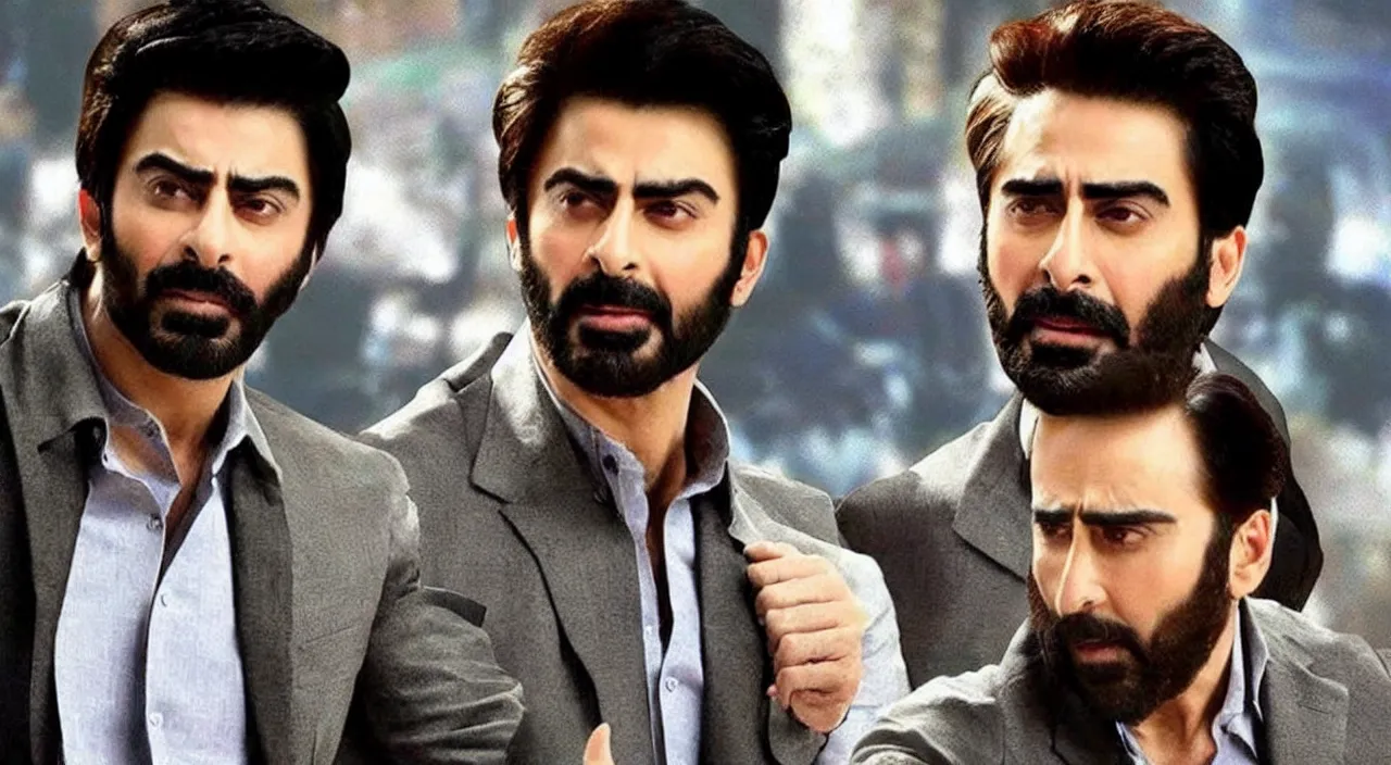 Prompt: Pakistani Actor Fawad Khan, You Don't Say Meme by Nicholas Cage, picture, film still shit, accurate, cinematic