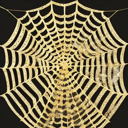 Prompt: A spiderweb made of gold and gems!!