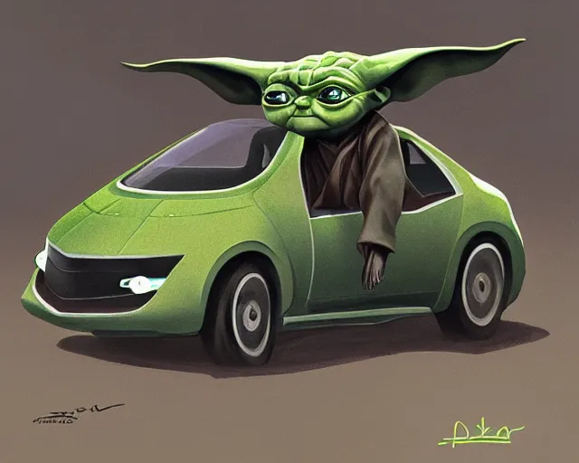 Image similar to car design in the style of yoda, amazing concept art, award - winning photorealistic illustration hdr 8 k