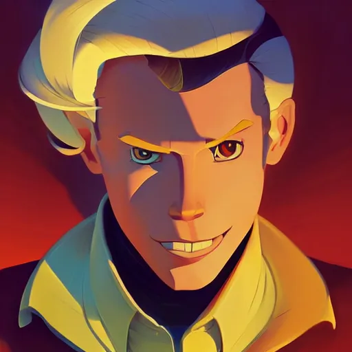 Image similar to face icon stylized minimalist the new adventures of johnny quest, loftis, cory behance hd by jesper ejsing, by rhads, makoto shinkai and lois van baarle, ilya kuvshinov, rossdraws global illumination