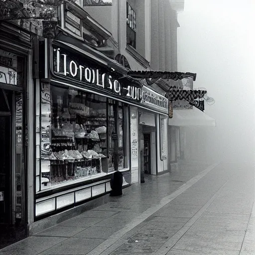 Image similar to Beautiful Photograph of foggy Store, soft camera-phone 2000s