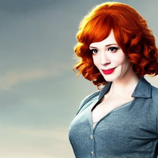 Prompt: from city of gold as christina hendricks, realistic,