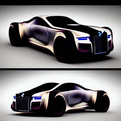 Prompt: khyzyl saleem car :: Rolls-Royce 103EX concept : medium size: 7, u, x, y, o form panels: motherboard forms zaha hadid architecture big size forms brutalist medium size forms sci-fi futuristic setting ultra realistic photography, keyshot render, octane render, unreal engine 5 render , high oiled liquid glossy specularity reflections, ultra detailed, 4k, 8k, 16k blade runner 2049 Cyberpunk 2077 ghost in the shell thor 2 marvel film : tilt shift: sharp focus