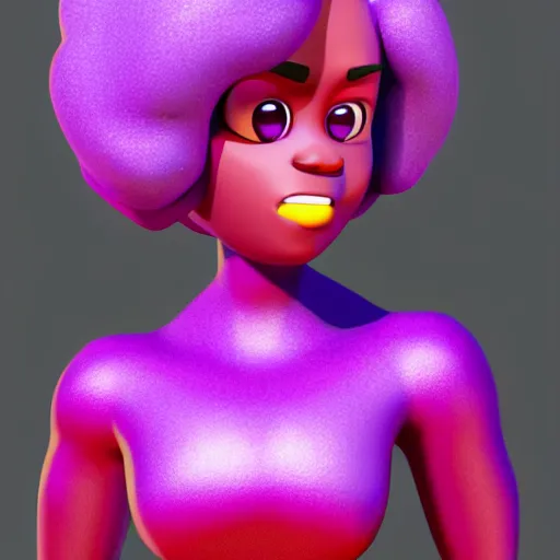 Prompt: Bust of Garnet from Steven Universe, Pixar, Simplistic, faithful, high resolution, cute, 3d render, Maya, Artstation, cartoon