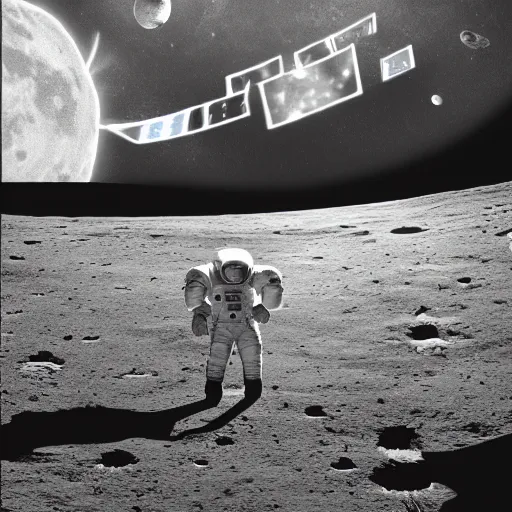 Prompt: space cowboy on the moon, earth in the background, photorealistic digital art