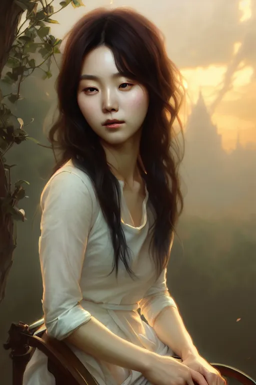 Prompt: beautiful digital painting of lee jin - eun gray background with high detail, 8 k, stunning detail, photo by artgerm, greg rutkowski and alphonse mucha, unreal engine 5, 4 k uhd