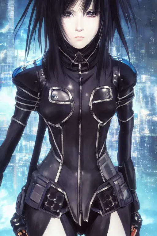 Image similar to portrait Anime girl in cyberpunk trinity blood armor, cute-fine-face, black-hair pretty face, realistic shaded Perfect face, fine details. Anime. realistic shaded lighting by Ilya Kuvshinov katsuhiro otomo ghost-in-the-shell, magali villeneuve, artgerm, rutkowski, WLOP Jeremy Lipkin and Giuseppe Dangelico Pino and Michael Garmash and Rob Rey and Yoshitaka Amano and Thores Shibamoto