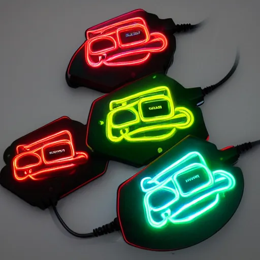 Image similar to neon gaming LED porkchops