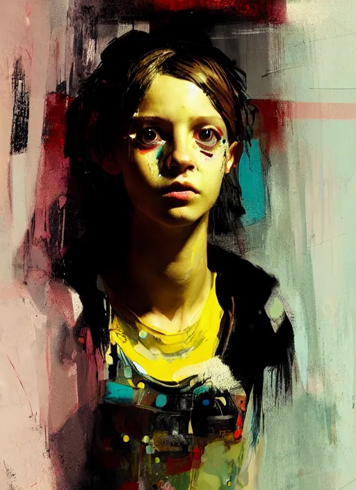 Image similar to a portrait of a pretty sewer punk young lady by adrian ghenie