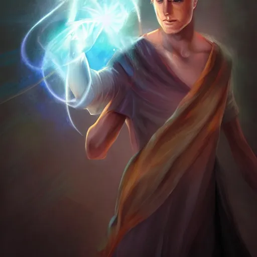 Image similar to a powerful psychic man emitting psychic powers, by charlie bowater,